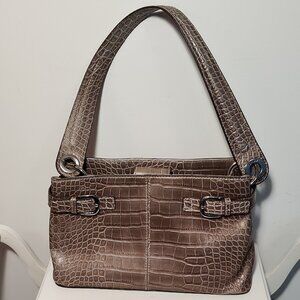 Tommy Hilfiger gold/dark tan alligator print purse, excellent used condition